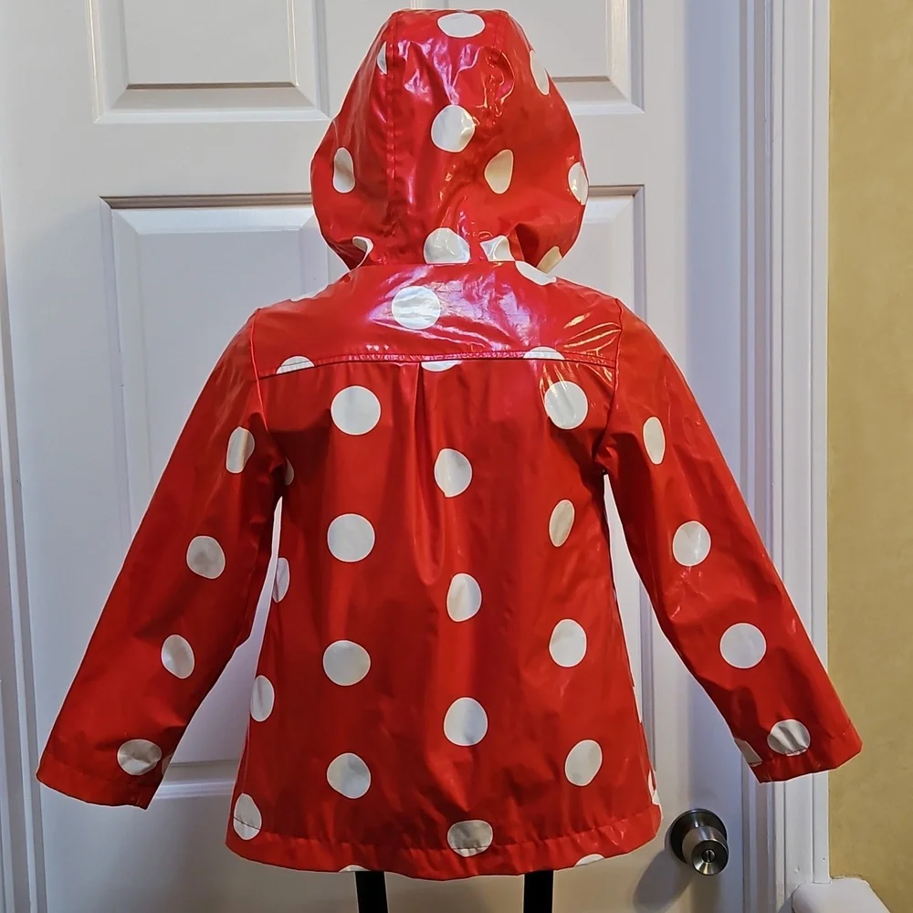 CHEROKEE Red/white Polka Dot Raincoat with Hood - S (6-6X)